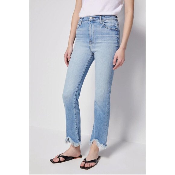 JONATHAN SIMKHAI Straight-Leg Frayed Hem Jean Medium Washed Blue - Picture 1 of 15